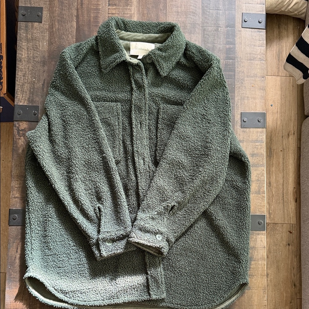 Cozy Olive Green Sherpa Shacket